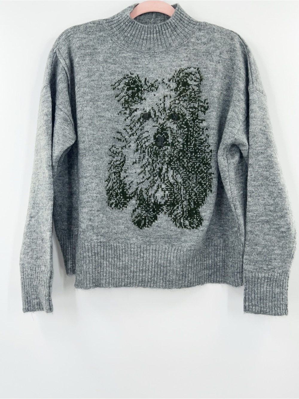 Anthropologie Moth Turtleneck Puppy Pullover Sweater in Grey size Medium - Picture 3 of 9
